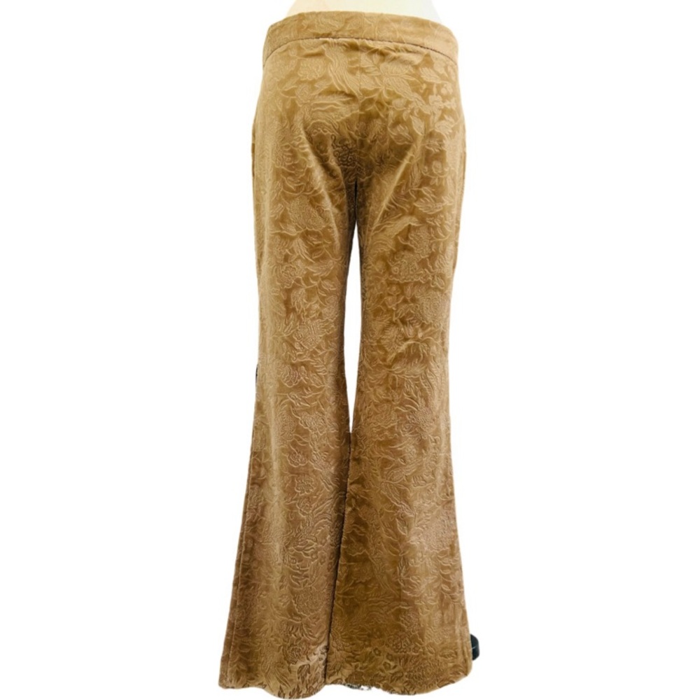 THEORY Jacquard Velvet Low Waisted Flare Leg Pants in Tan Size 6 - Picture 2 of 9